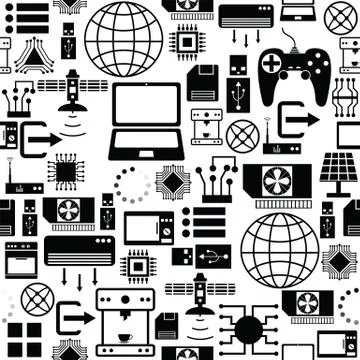 Technology seamless pattern background icon. Stock Illustration