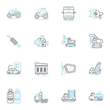 Technology sector linear icons set. Innovation, Disruption, Automation Stock Illustration