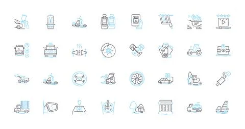 Technology sector linear icons set. Innovation, Disruption, Automation 스톡 일러스트