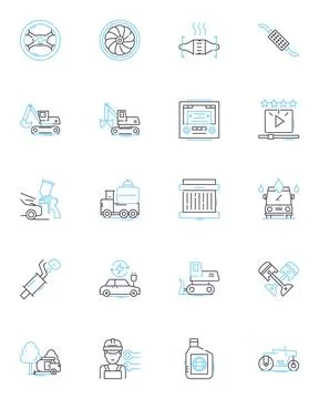 Technology sector linear icons set. Innovation, Disruption, Automation 스톡 일러스트