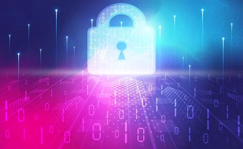 Technology security abstract background concept, Digital technology banner pink Stock Illustration