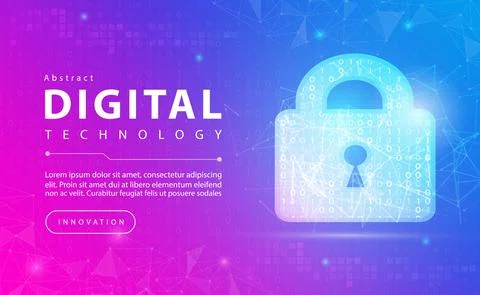 Technology security abstract background concept, Digital technology banner pink Stock Illustration