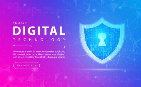 Technology security abstract background concept, Digital technology banner pink Stock Illustration
