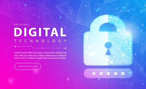 Technology security abstract background concept, Digital technology banner pink Stock Illustration