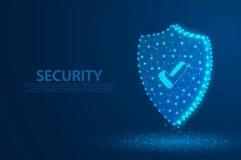 Technology security icon with blue background, A approved icon composed of po Illustrazione stock