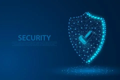 Technology security icon with blue background, A approved icon composed of po Stock Illustration