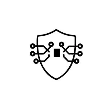 Technology security icon featuring shield and circuit Stock Illustration