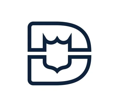 Technology security logo design or monogram or initial letter D with shield.  Stock Illustration