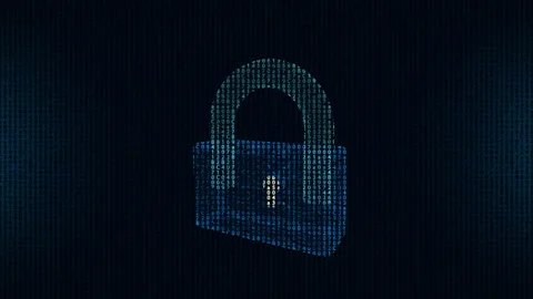 Technology security with padlock concept. Data protected by digital pad lock Stock Footage 286118145