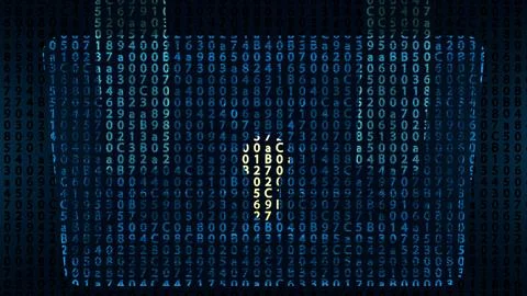 Technology security with padlock concept. Data protected by digital pad lock, 库存插图