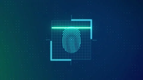 Technology security system. Fingerprint scanning. Touch ID  scanner. HUD design Stock Footage 153146698
