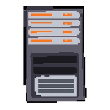 Technology server rack pixel art vector illustration Illustrazione stock