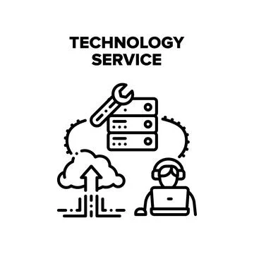 Technology Service Vector Black Illustration Stock Illustration