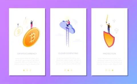 Technology - set of isometric vector vertical web banners Stock Illustration