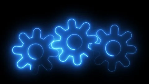 Technology setting icon concept.Spinning gear animation. Abstract neon sett.. Stock Footage 310154828