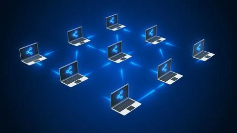 Technology of Sharing Data Over Peer to Peer Network concept Illustrazione stock