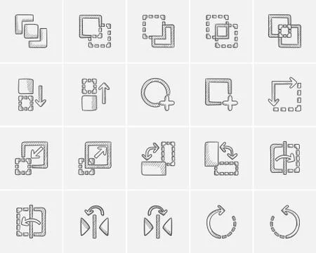 Technology sketch icon set Illustrazione stock