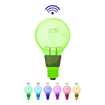 Technology smart light bulb cartoon vector graphic Stock Illustration