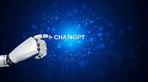 Technology smart robot AI, artificial intelligence by enter command prompt .. Stock Photos