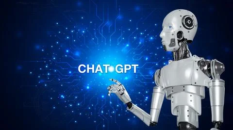 Technology smart robot AI, artificial intelligence by enter command prompt .. Stock Photos