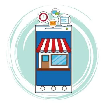 Technology smartphone cartoon Stock Illustration