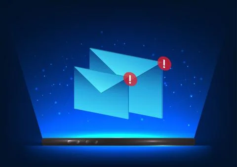 Technology smartphone with envelopes floating on the screen Refers to a mob.. Stockillustratie