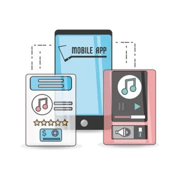 Technology smartphone with touch screen apps Stock Illustration