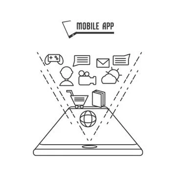 Technology smartphone with touch screen apps Stock Illustration