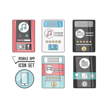Technology smartphone with touch screen apps Stock Illustration