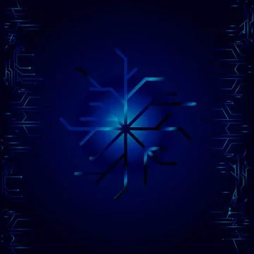 The technology snow electronic logo design for christmas background Stock Illustration