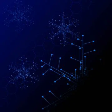 The technology snow electronic logo design for christmas background Stock Illustration