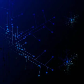 The technology snow electronic logo design for christmas background Stock Illustration
