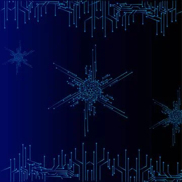 The technology snow electronic logo design for christmas background Stock Illustration