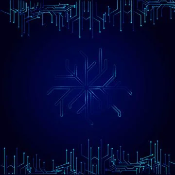 The technology snow electronic logo design for christmas background Stock Illustration