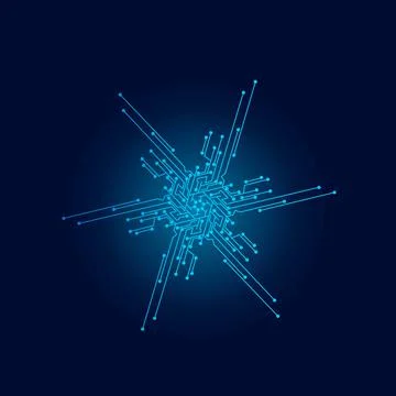 The technology snow electronic logo design for christmas background Stock Illustration
