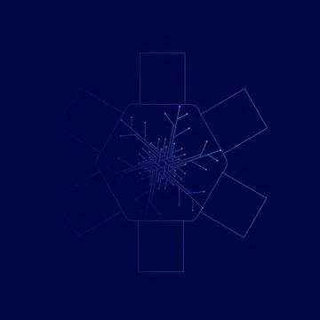 The technology snow electronic logo design for christmas background Stock Illustration