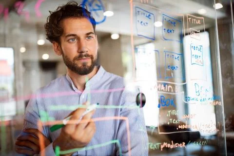 Technology software business office programming people concept Stock-Fotos