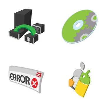 Technology software hardware error and mobile icons Illustrazione stock