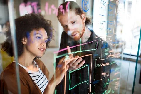 Technology software programming develop idea people concept Stock Photos