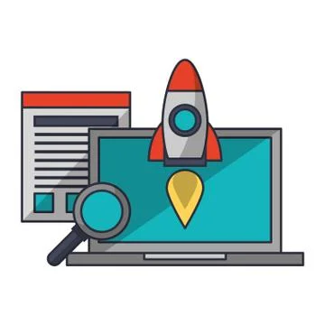 Technology software tools cartoon Ilustração Stock