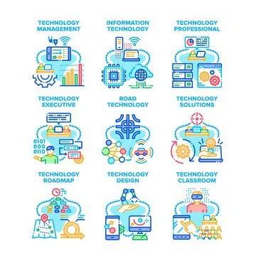 Technology Solution Set Icons Vector Illustrations イラスト素材