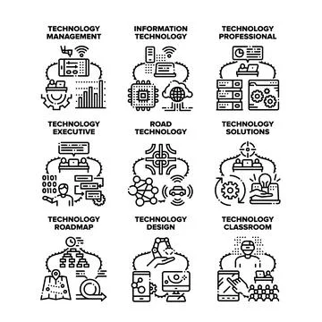 Technology Solution Set Icons Vector Illustrations イラスト素材