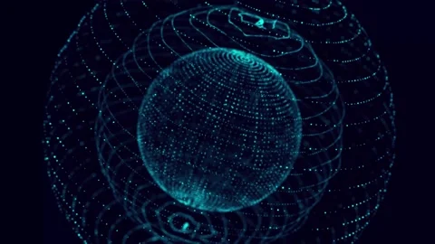 Technology sphere with connecting dots. Digital abstract network structure. Stock Footage 169360374