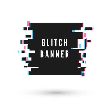 Technology square banner form in distorted glitch style. Vector illustration  Stock Illustration