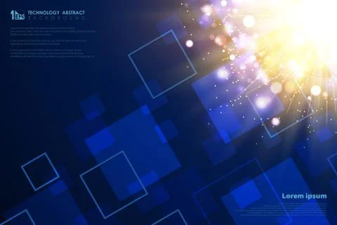 Technology square pattern of decoration futuristic gold light flare. Stock Illustration