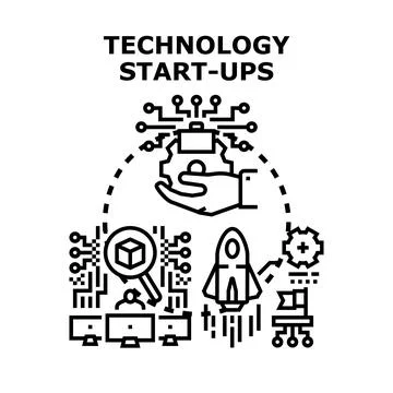 Technology startup business development and innovation concept Stock Illustration