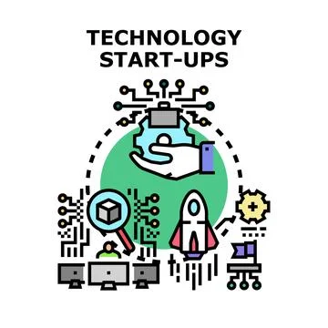 Technology startup business development and innovation concept Stock Illustration