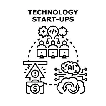 Technology startup creating software product and growing business Stockillustratie