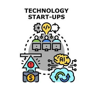 Technology startup creating software product and growing business Stockillustratie