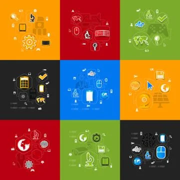 Technology sticker infographic Stock Illustration